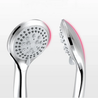 Front and side view of the chrome handheld shower head