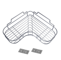 Corner shower caddy with two adhesive wall pads