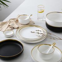 Black & White Ceramic Plate Set with Gold Rim, photo 10