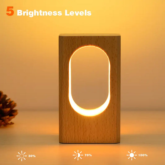 Natural Beech LED Desk Lamp — Dimmable Ambient Night Light
