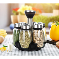 Rotating Spice Rack with Glass Jars
