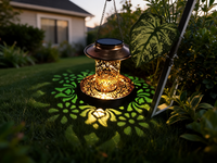 Solar Powered Metal Bird Feeder Lawn Light, Outdoor Garden Decoration