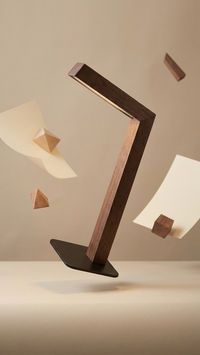 Minimalistische LED-Nachttischlampe mit Holzfuß