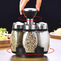 Rotating Spice Rack with Glass Jars