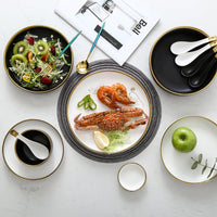 Black & White Ceramic Plate Set with Gold Rim, photo 3