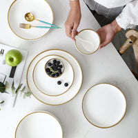 Black & White Ceramic Plate Set with Gold Rim, photo 7