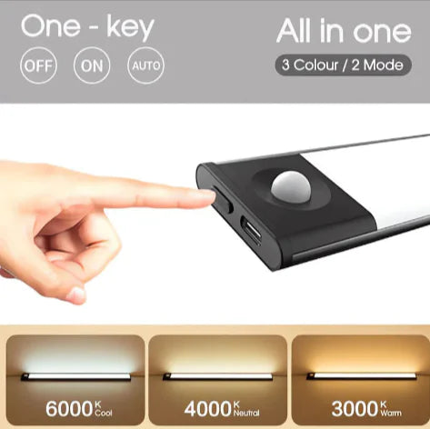 Rechargeable Motion-Sensor Light Bar – Magnetic, USB, 3 Color Temps (Under-Cabinet/Night Light)