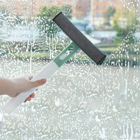 3-in-1 Double-Sided Glass Cleaner with Sponge & Rubber Scraper