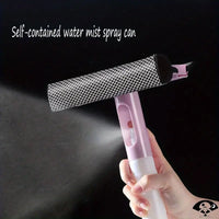 3-in-1 Double-Sided Glass Cleaner with Sponge & Rubber Scraper