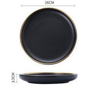 Black & White Ceramic Plate Set with Gold Rim, photo 8