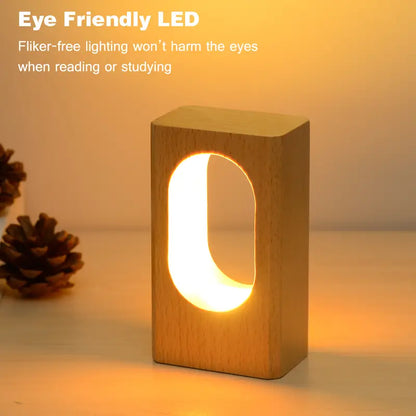 Natural Beech LED Desk Lamp — Dimmable Ambient Night Light