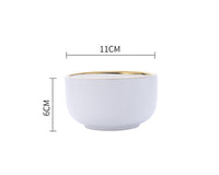 Black & White Ceramic Plate Set with Gold Rim