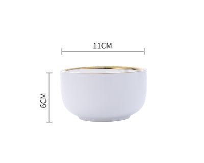 Black & White Ceramic Plate Set with Gold Rim