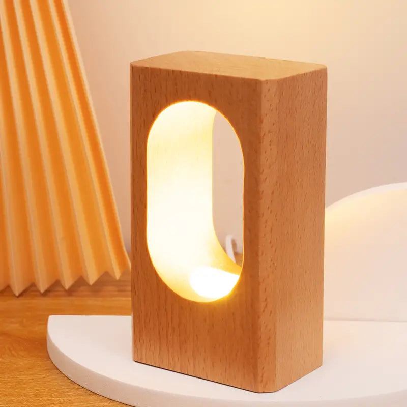 Natural Beech LED Desk Lamp — Dimmable Ambient Night Light