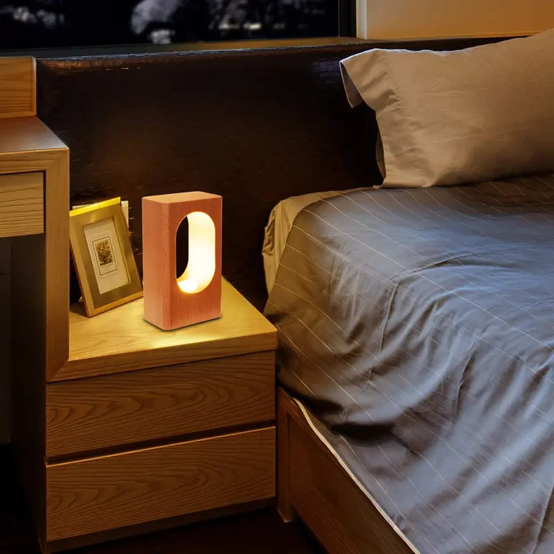 Natural Beech LED Desk Lamp — Dimmable Ambient Night Light
