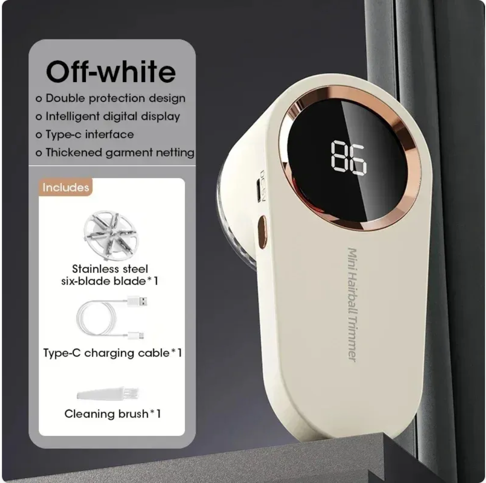 White rechargeable fabric shaver