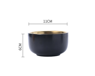 Black & White Ceramic Plate Set with Gold Rim