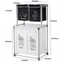 Laundry sorter size: 22.04 in wide, 16.53 in deep, 38.18 in tall; top bags 11.81 in