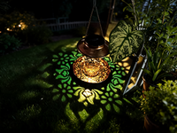 Solar Powered Metal Bird Feeder Lawn Light, Outdoor Garden Decoration