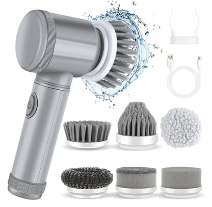 Handheld Electric Power Scrubber – 7 Brush Heads, IPX6 Waterproof, Rechargeable